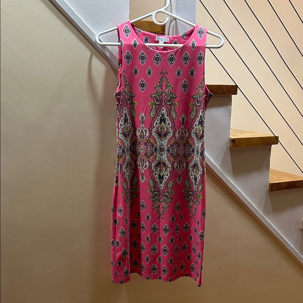 Charter Club Pink and Black Ornate Mini Dress